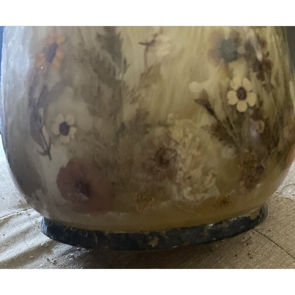 Vtg MCM Lucite Acrylic Honey Swirl Real Pressed Flowers Waste Basket Vase 10.5" - Picture 10 of 12